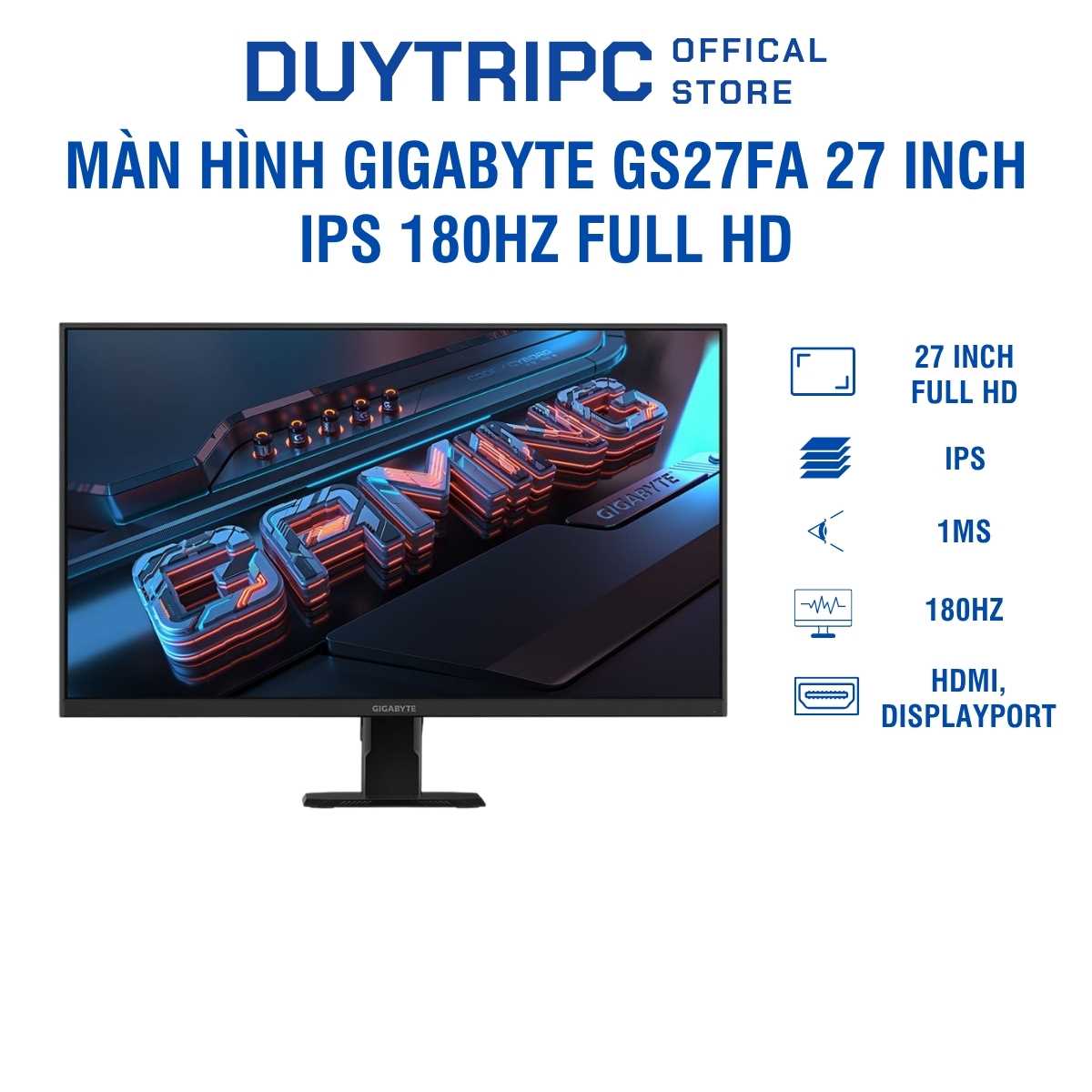 Màn Hình Gigabyte GS27FA 27 Inch IPS 180Hz Full HD – Gaming Đỉnh Cao, Phản Hồi 1ms